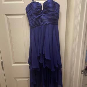 Arden B. Strapless High Low Satin and Chiffon Dress, Worn Once